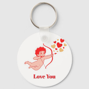 Niedlicher Cupid mit Bogen und Pfeil Schlüsselanhänger