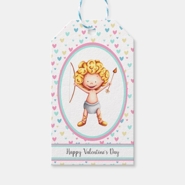 Niedlicher Cupid-Valentinstag Geschenkanhänger (Vorderseite)