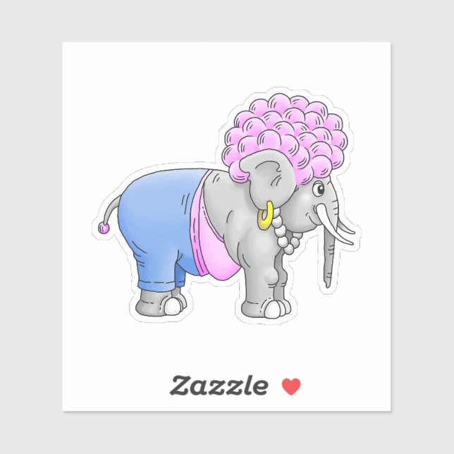 Niedlicher Curly Elephant Aufkleber (Blatt)