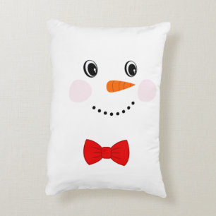 Niedlicher Custom Snowman mit Red Bowtie Dekokissen