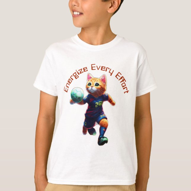 Niedlicher Cyberpunk Cat Soccer Player T-Shirt (Vorderseite)