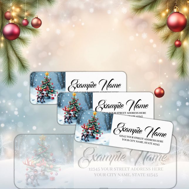 Niedlicher Cyberpunk-Rentier mit Weihnachtsbaum (Von Creator hochgeladen)