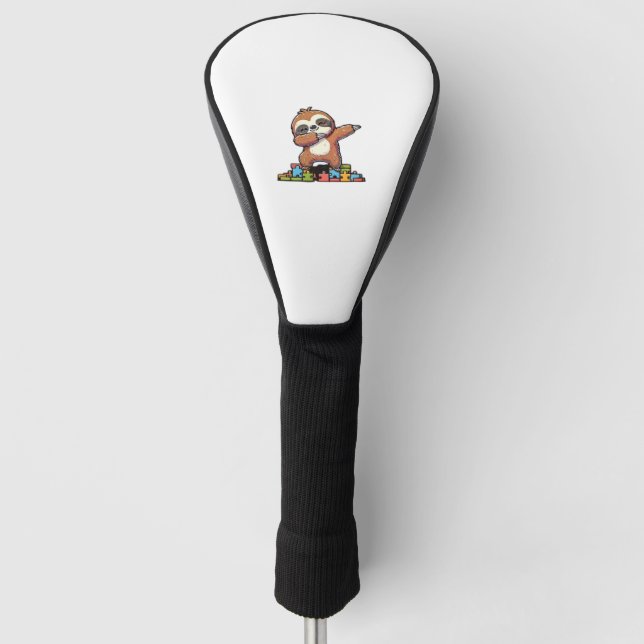 Niedlicher Dabbing Faultier Autismus Bewusstsein A Golf Headcover (Vorderseite)