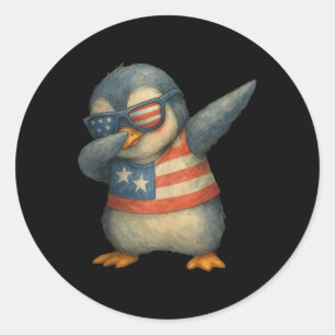 Niedlicher Dabbing Pinguin 4. Juli Amerikanische F Runder Aufkleber