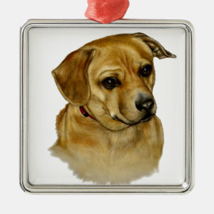 Niedlicher Dachsy-Terrier Mix Dog Ornament Aus Metall