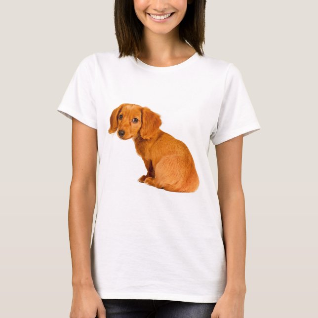 Niedlicher Dackel-Welpen-Hund T-Shirt (Vorderseite)