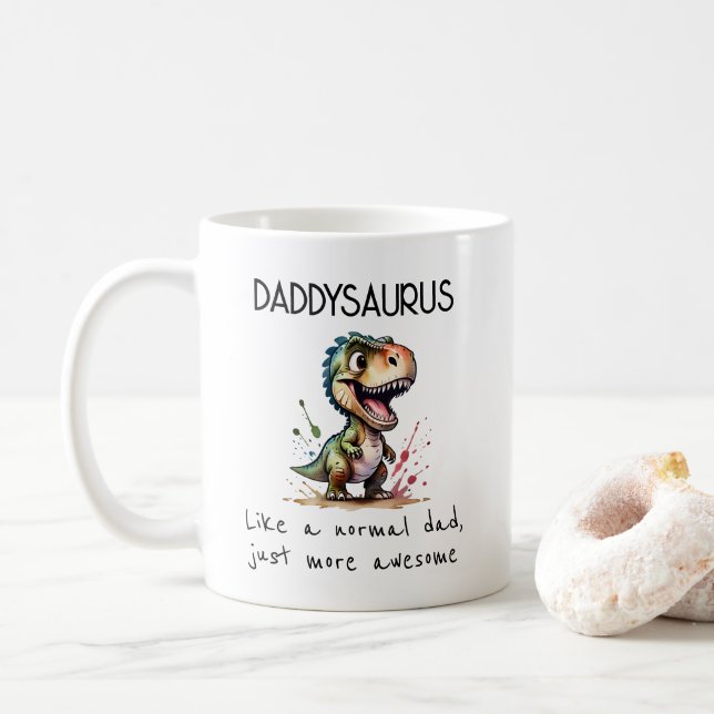 Niedlicher Daddysaurus Vatertag Kaffeetasse (Mit Donut)