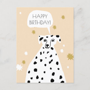 Niedlicher Dalmatiner Hund Abstrakt Happy Birthday Postkarte