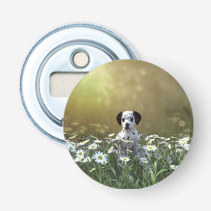 Niedlicher Dalmatiner Welpe in Daisies Flaschenöffner