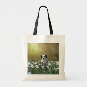 Niedlicher Dalmatiner Welpe in Daisies Tragetasche