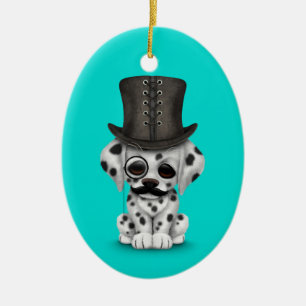 Niedlicher Dalmatiner-Welpe mit Monocle, Keramikornament