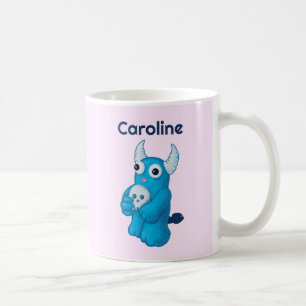 Niedlicher Dämonenschädel Halloween-Zeichenname Kaffeetasse