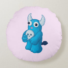 Niedlicher Dämonenschädel - Halloween-Zeichentrick Rundes Kissen