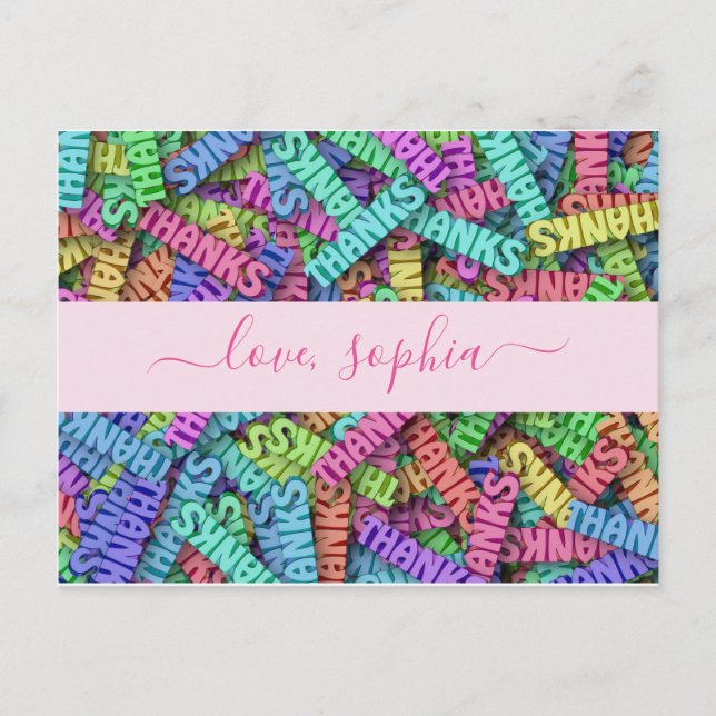 Niedlicher Dank, dass Sie den Namen hinzufügen Postkarte (Vorderseite)