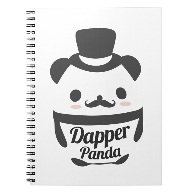 Niedlicher Dapper Panda mit Top Hat Notizblock (Vorderseite)