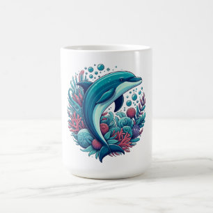 Niedlicher Delphin, Küstendelphin/Seeschifffahrt Kaffeetasse
