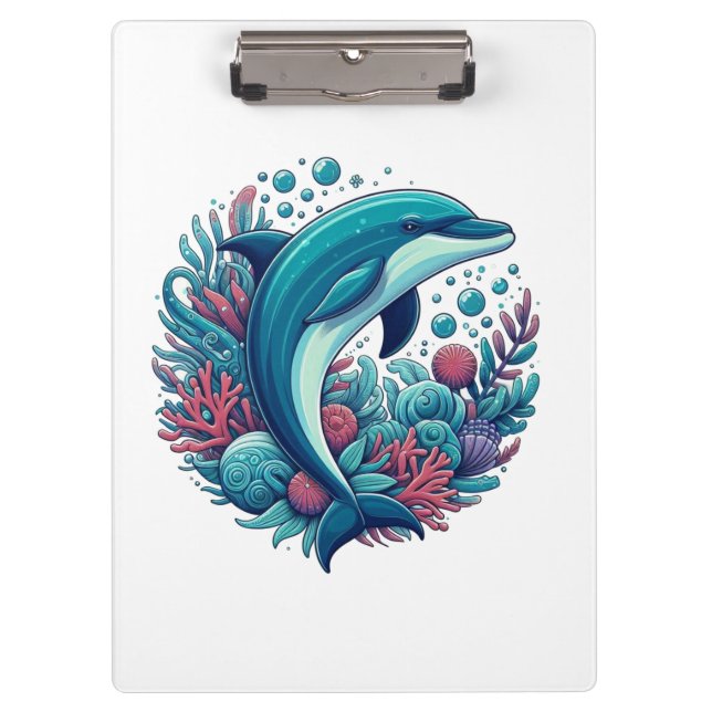 Niedlicher Delphin, Küstendelphin/Seeschifffahrt Klemmbrett (Vorderseite)