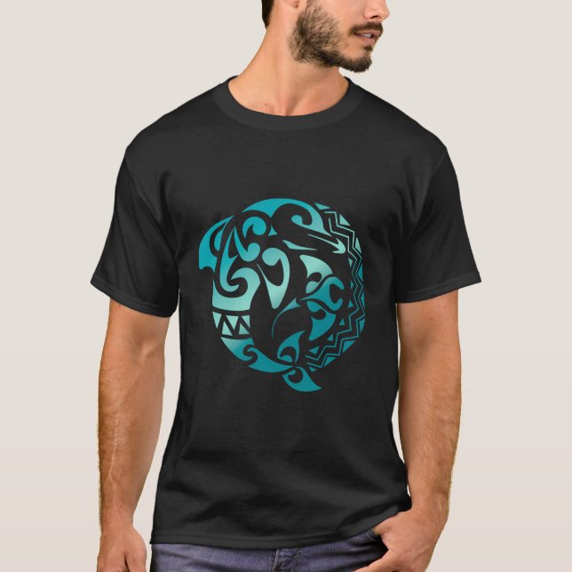 Niedlicher Delphin Manta Ray Tribal Hawaiian Sea O T-Shirt (Vorderseite)