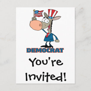 niedlicher, demokratischer Esel-Zeichentrickcharak Einladung