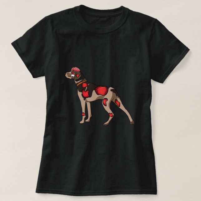 Niedlicher deutscher Kurzläufer Dog Zombie Hallowe T-Shirt (Design vorne)