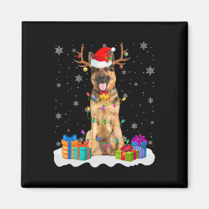 Niedlicher deutscher Schäferhund Dog Christmas Lig Magnet