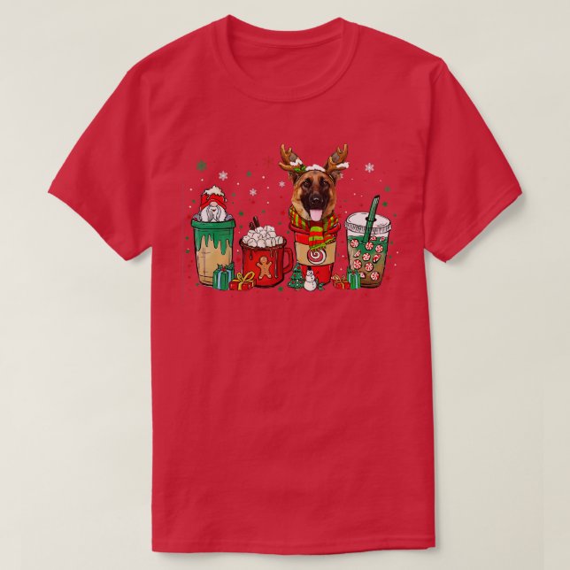 Niedlicher deutscher Schäferhund Dog Weihnachtskaf T-Shirt (Design vorne)