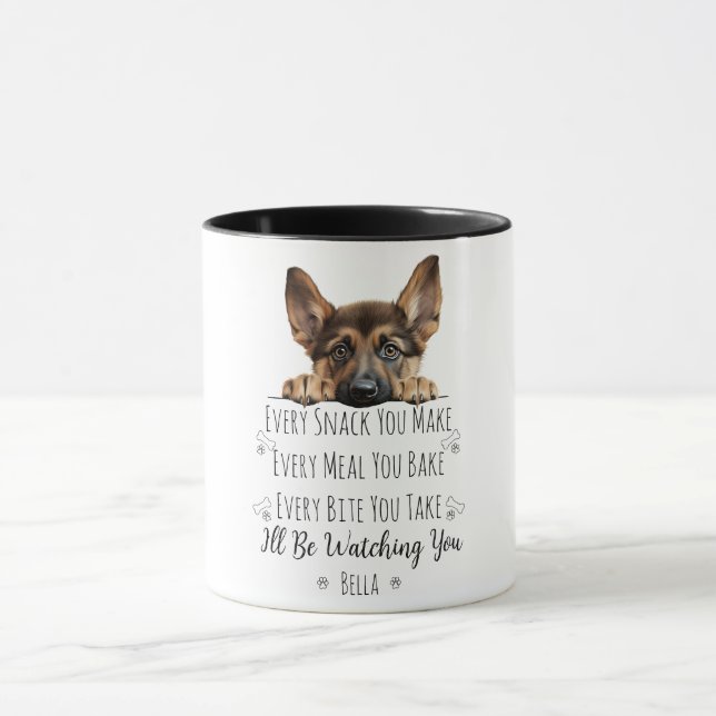 Niedlicher deutscher Schäferhund Hund Funny Custom Tasse (Zentrum)
