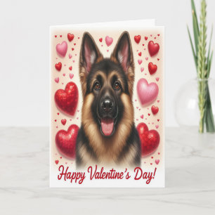 Niedlicher deutscher Schäferhund Hund zum Valentin Feiertagskarte