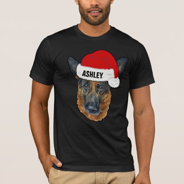 Niedlicher deutscher Schäferhund Weihnachtshund Bi T-Shirt (Vorderseite)