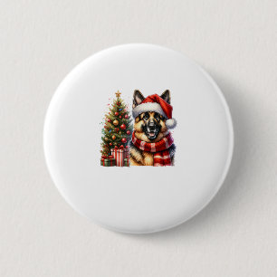 Niedlicher deutscher Schäferhund Weihnachtsmannmüt Button