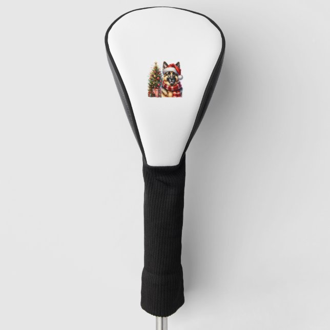 Niedlicher deutscher Schäferhund Weihnachtsmannmüt Golf Headcover (Vorderseite)