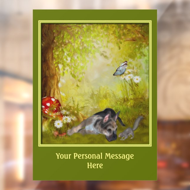 Niedlicher Deutscher Schäferpuppy Personalisiert   Fensteraufkleber (Blatt 2)