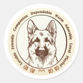 Niedlicher deutscher Shepherd-Digitalaufkleber Runder Aufkleber