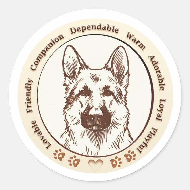 Niedlicher deutscher Shepherd-Digitalaufkleber Runder Aufkleber (Vorderseite)