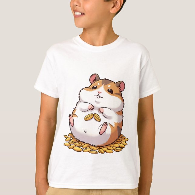 Niedlicher dicker Hamster sitzt auf einem Haufen S T-Shirt (Vorderseite)
