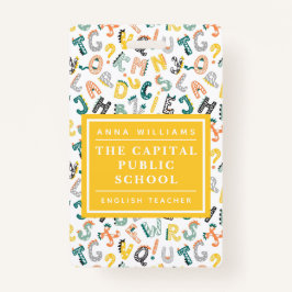 Niedlicher Dino Alphabet Grundschullehrer Name Ausweis