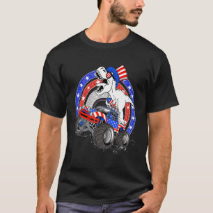 Niedlicher Dino Rex Patriotic Monster Truck 4. Jul T-Shirt