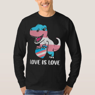 Niedlicher Dino Trex Rainbow Heart Lgbt Transgende T-Shirt