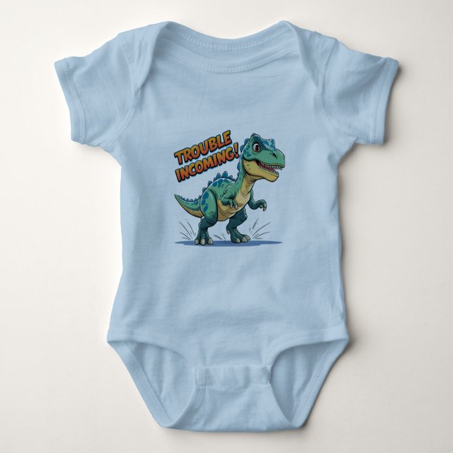 Niedlicher Dinosaur Baby Bodysuit - Trouble Incomi Strampler (Vorderseite)