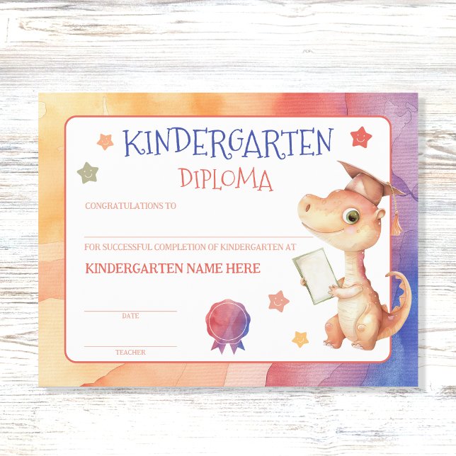 Niedlicher Dinosaur Kindergarten Diplom (Von Creator hochgeladen)