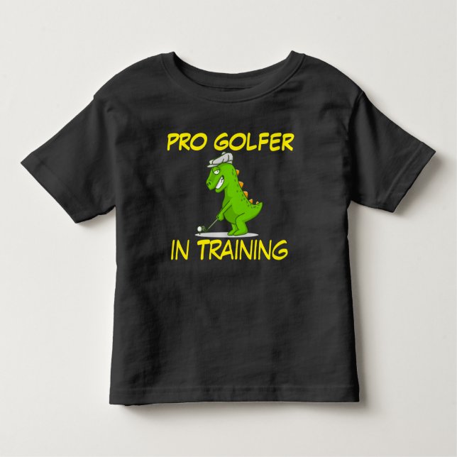 Niedlicher Dinosaur Pro Golfer im Training Kleinkind T-shirt (Vorderseite)