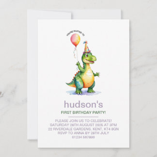 Niedlicher Dinosaurier 1. Geburtstag Einladung für