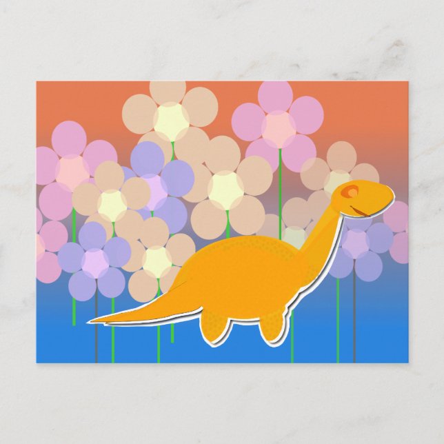 Niedlicher Dinosaurier auf dem Blume Postkarte (Vorderseite)