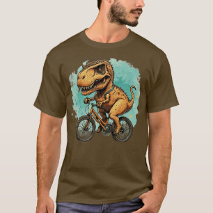 Niedlicher Dinosaurier auf einem Fahrradabend zum  T-Shirt