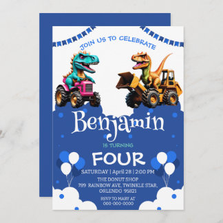 Niedlicher Dinosaurier Bagger Traktorballon Geburt