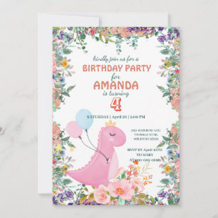 Niedlicher Dinosaurier Ballon Blumenkohl Kindergeb Einladung
