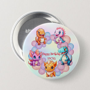 Niedlicher Dinosaurier Ballon School Kindergeburts Button