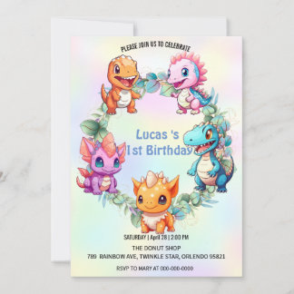 Niedlicher Dinosaurier Ballon School Kindergeburts Einladung