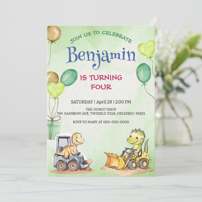 Niedlicher Dinosaurier-Baukastenballon (Stehend Vorderseite)