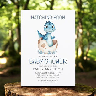 Niedlicher Dinosaurier Blue Boy Hatching Bald Baby Einladung